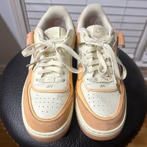 Nike Air Force 1 Beige and Peach Sneakers 🤎 Best Offer Accepted!